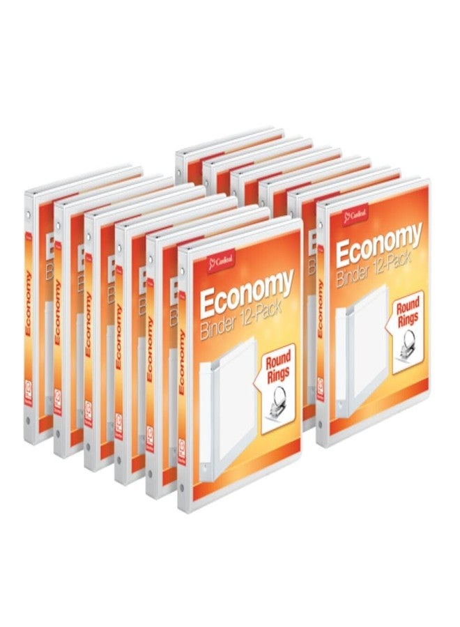 Cardinal Economy 3-Ring Binders, 5/8" Round Rings, Holds 125 Sheets, ClearVue Presentation View, Non-Stick, White, Carton of 12 (90601) - Image 1