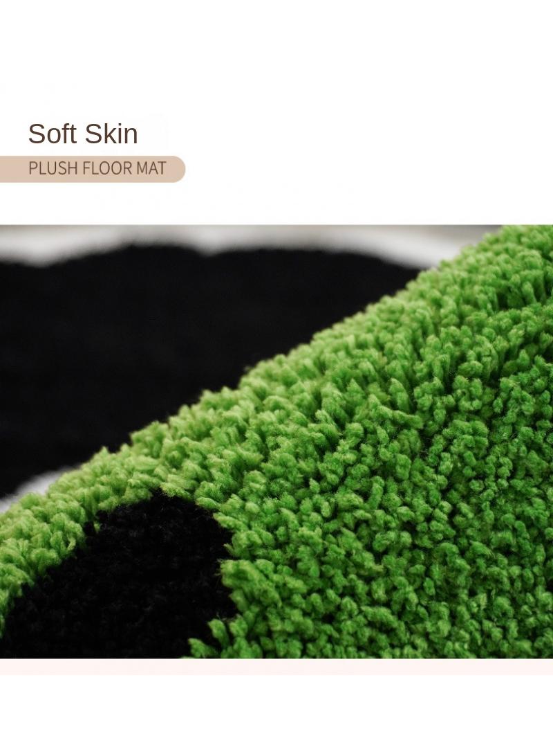 Y&D Bedroom Carpet Round Cartoon Coal Ball Carpet Flocking Non-Slip Mat Dirt Resistant Carpet-Powder60*60cm  - Image 2