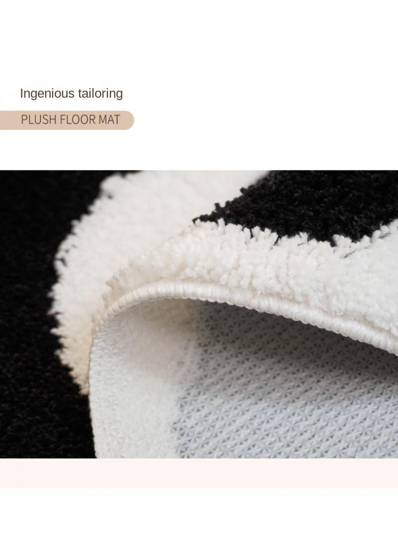 Y&D Bedroom Carpet Round Cartoon Coal Ball Carpet Flocking Non-Slip Mat Dirt Resistant Carpet-Powder60*60cm  - Image 4