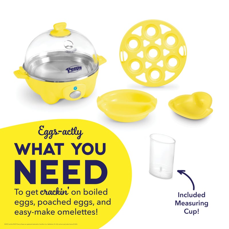 Dash PEEPS & Dash Rapid Egg Cooker - Boiler, Poacher & Steamer - Includes Measuring & Recipe Guide - Dishwasher Safe - BPA Free - Holds 7 Eggs, Yellow - Image 4