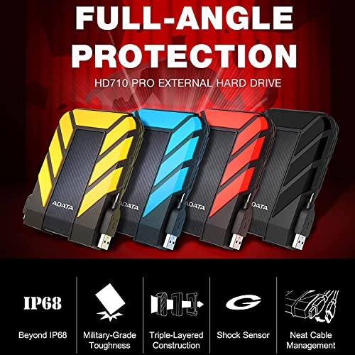 ADATA HD710 Pro قرص صلب خارجي - 2TB USB 3.2 Gen1 HDD محمول للألعاب وتخزين النسخ الاحتياطي - مقاوم للماء والغبار بمعيار IP68 - مقاوم للصدمات بمعيار MIL-STD - أحمر - 1 قطعة - Image 3