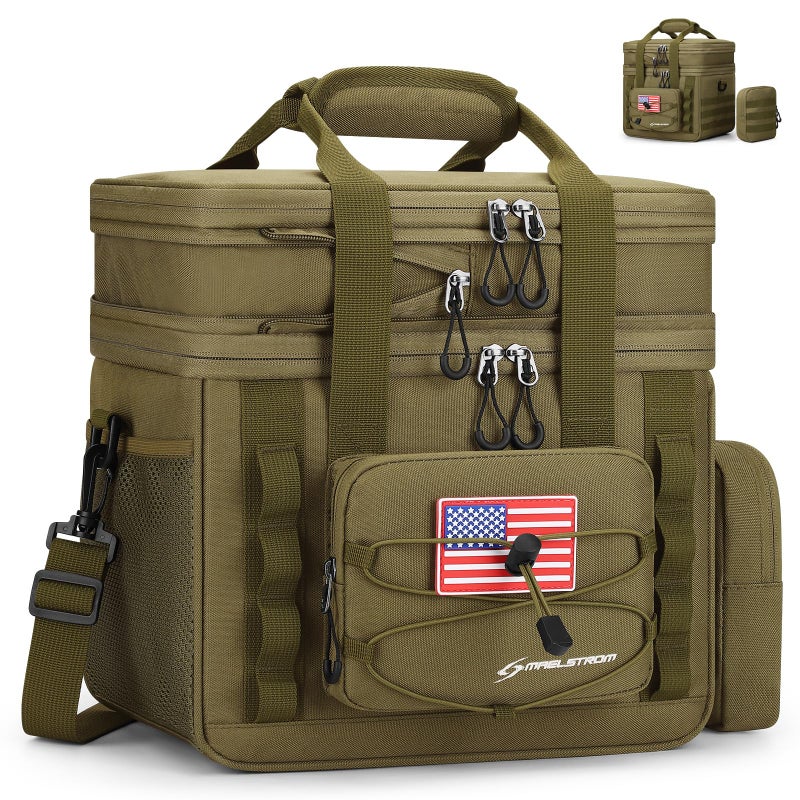 Maelstrom Tactical Lunch Box 23 L Insulated Lunch Bag for Men Expandable Double Deck Lunch Cooler BagLarge Leakproof Soft Lunch Tote with Detachable MOLLE Bags for Adult Women WorkPicnicKhaki - Image 2