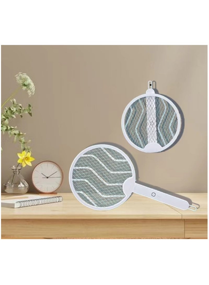 Electric Mosquito Swatter, 3 in 1, Vertical, Foldable, Handheld, Auto Zap Mode with Base, Compact Size, UV Light, 3000V, USB Rechargeable, 3 Layers Safety Mesh, For Bugs, Pests. - Image 1