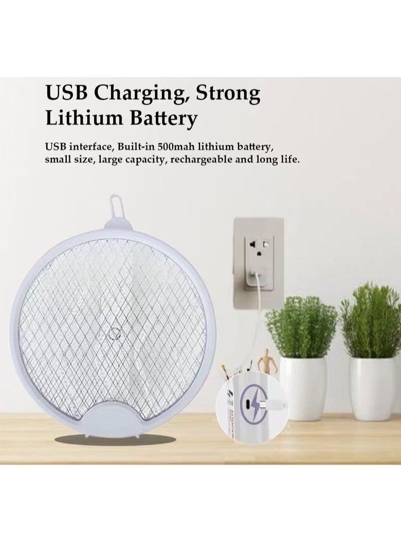 Electric Mosquito Swatter, 3 in 1, Vertical, Foldable, Handheld, Auto Zap Mode with Base, Compact Size, UV Light, 3000V, USB Rechargeable, 3 Layers Safety Mesh, For Bugs, Pests. - Image 5