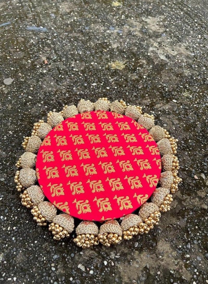 حصيرة رانغولي، ديكورات ديوالي، ديا ديوالي، حامل شموع، طبق زخرفي قابل للعكس، سينغاسان، حصيرة رانغولي، ديكور ديوالي ديا هدايا ديوالي (10 بوصات) عنصر ديكور منزلي مثالي. - Image 2