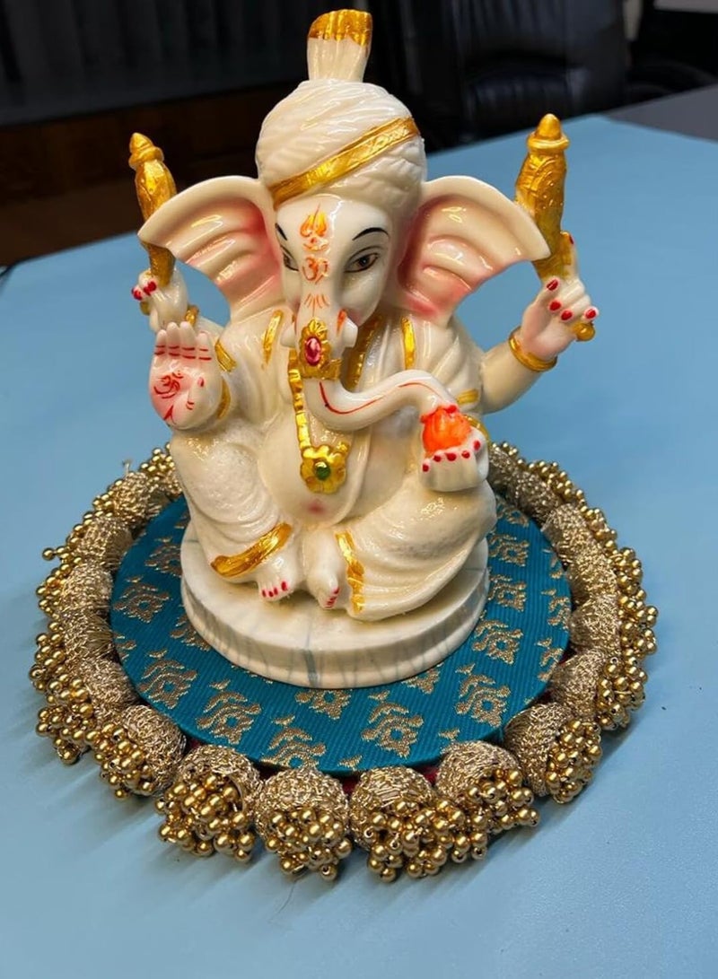 حصيرة رانغولي، ديكورات ديوالي، ديا ديوالي، حامل شموع، طبق زخرفي قابل للعكس، سينغاسان، حصيرة رانغولي، ديكور ديوالي ديا هدايا ديوالي (10 بوصات) عنصر ديكور منزلي مثالي. - Image 3