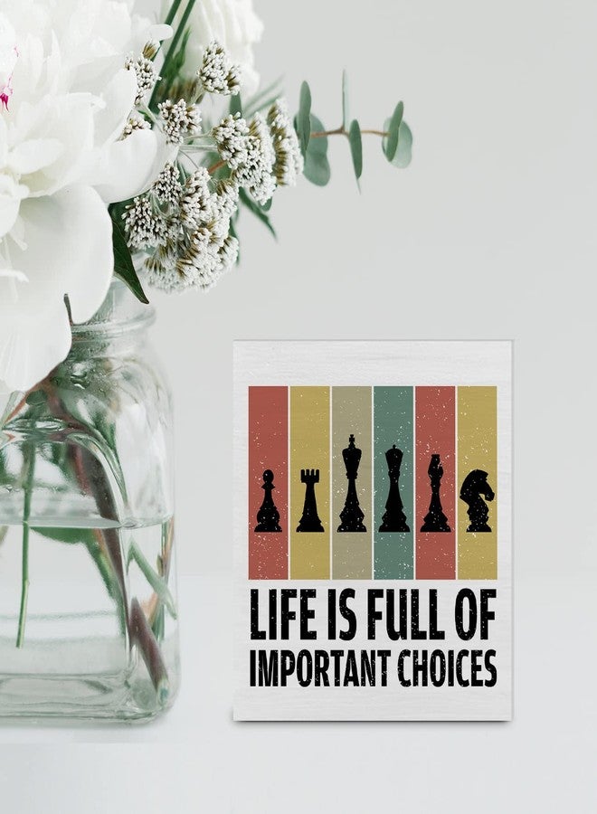 YIDOU Life is Full of Important Choices Chess Wood Box Sign Decor Desk Sign Chess Wooden Box Block Sign Rustic Home Office Shelf Wall Decoration Gift for Chess Lover - Image 5