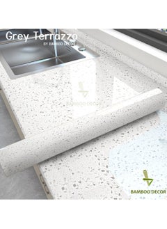 BAMBOO DECOR Bamboo Decor | Self Adhesive Wallpaper Peel & Stick Water-resistant Moist-proof Wall Decoration for Living room -Kitchen -Bedroom -Bathroom-office (45 x 400 CM, Terrazzo - Grey)  - Image 3