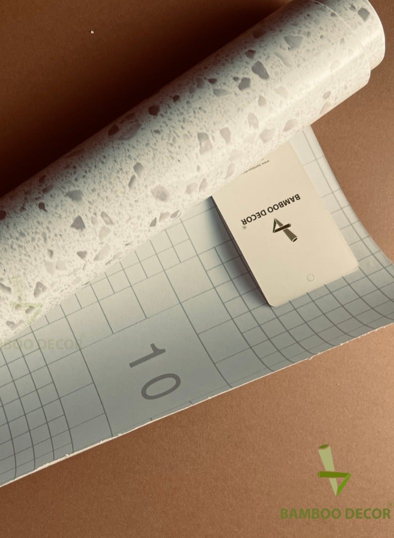 Bamboo Decor | Self Adhesive Wallpaper Peel & Stick Water-resistant Moist-proof Wall Decoration for Living room -Kitchen -Bedroom -Bathroom-office (45 x 400 CM, Terrazzo - Grey) - Image 4