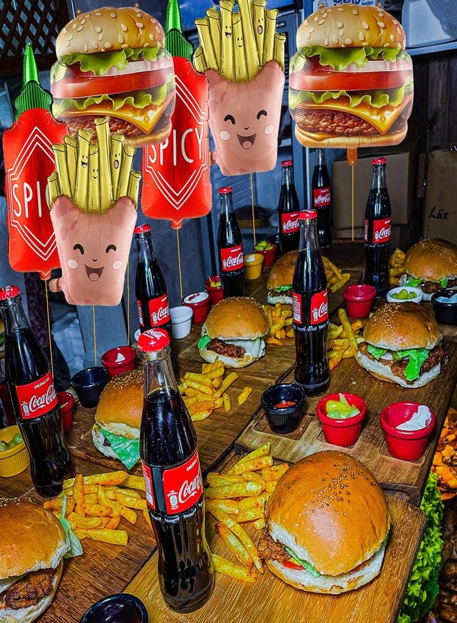 Chictry 6Pcs Food Themed Decorations French Fries Hamburg Spicy Seasoning Bottle Foil Mylar Balloons for Birthday Baby Shower Barbecue Picnic Cookout Fast Food Snacks Party Decorations - Image 4