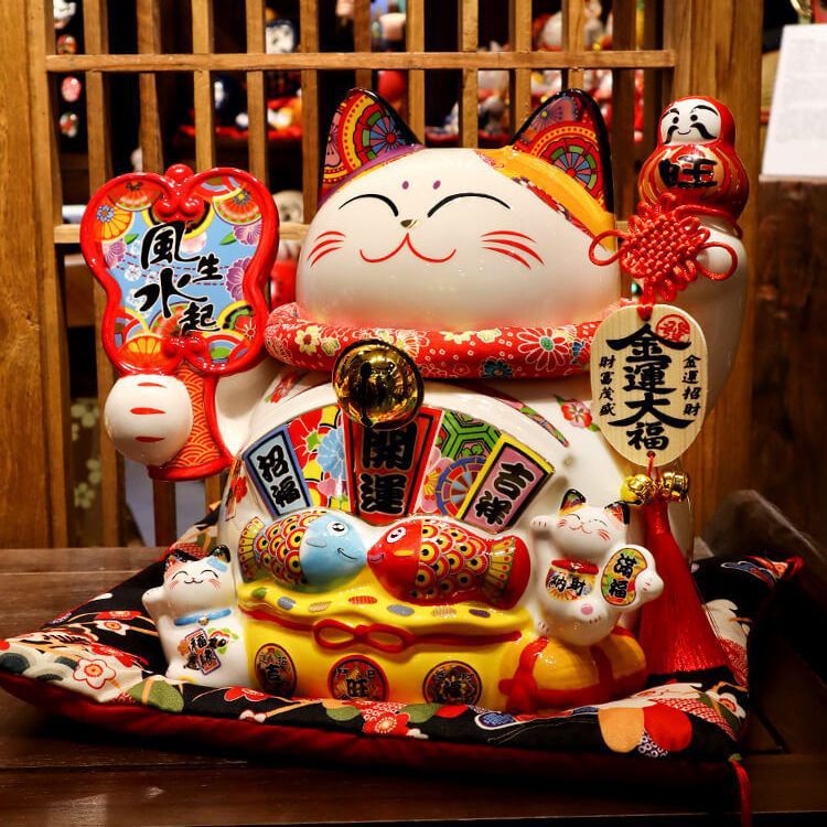 Extra Large Lucky Cat Ornaments Opening Shop Gifts Ceramic Home Piggy Bank Home Living Room Decoration Lucky Cat - Image 2
