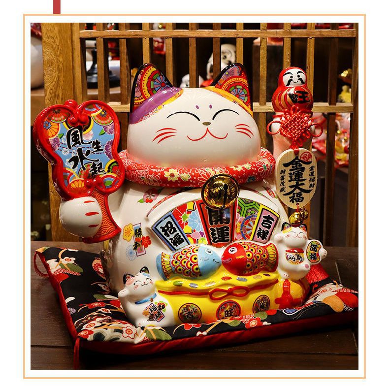 Extra Large Lucky Cat Ornaments Opening Shop Gifts Ceramic Home Piggy Bank Home Living Room Decoration Lucky Cat - Image 5