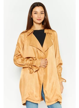 Women Plain Trench coats, Tan