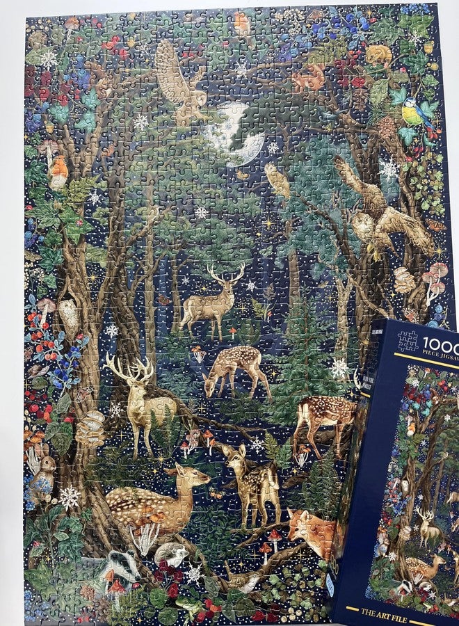 Gibsons The Art File Into The Forest 1000 Piece Jigsaw Puzzle – Woodland Puzzle with Owl, Deer, Fox & Night Sky – Sustainable Puzzle for Adults & Teens – Premium 100% Recycled Board - Image 5