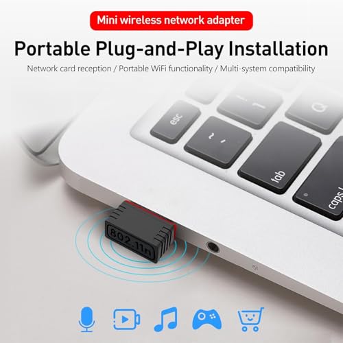 Madhabi 500Mbps Mini WiFi USB Adapter, 802.11n/ac Wireless Network Dongle for Desktop PC & Laptop, Plug & Play High-Speed Internet Receiver, Compatible with Windows, Mac & Linux Systems – Black - Image 2