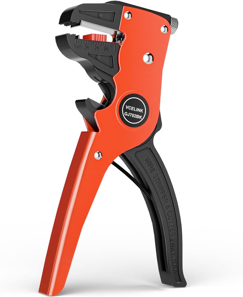 VCELINK Automatic Quickstrip Wire Stripper and Cutter, Professional Quick Strip Wire Stripper, 2 in 1 Adjustable Electrical Cable Wire Stripping Tool&Eagle Nose Self-Adjusting Wire Pliers, Black - Image 1