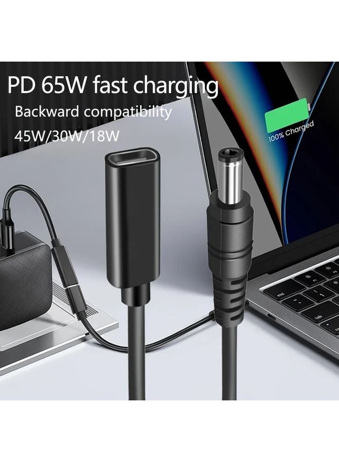 كابل تمديد PD65W USB C أنثى إلى DC 5.5x2.1mm موديل DC5.5x2.1 للكمبيوتر المحمول، اللوحة الشمسية، المركبات الترفيهية - Image 2