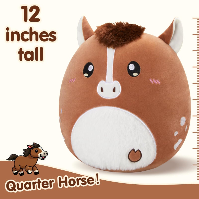 Glow Guards 12-Inch Quarter Horse Plush Pillow Cute Horse Stuffed Animal Soft Horse Plush Toy Stuffed Animals Horse Birthday Gift for Boys Girls Kids Quarter Horse - Image 5