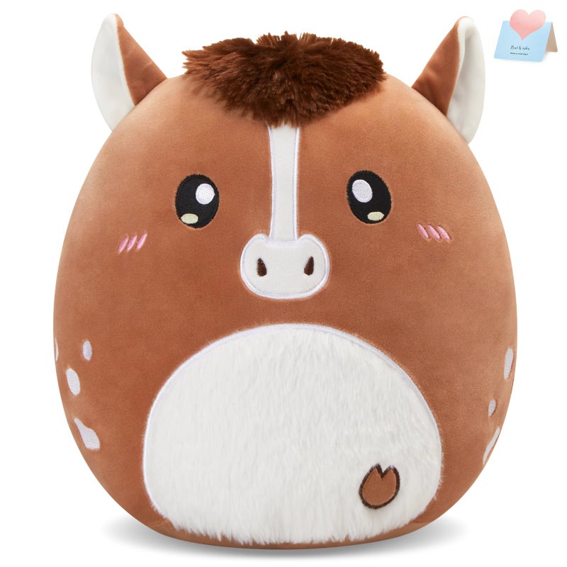 Glow Guards 12-Inch Quarter Horse Plush Pillow Cute Horse Stuffed Animal Soft Horse Plush Toy Stuffed Animals Horse Birthday Gift for Boys Girls Kids Quarter Horse - Image 1