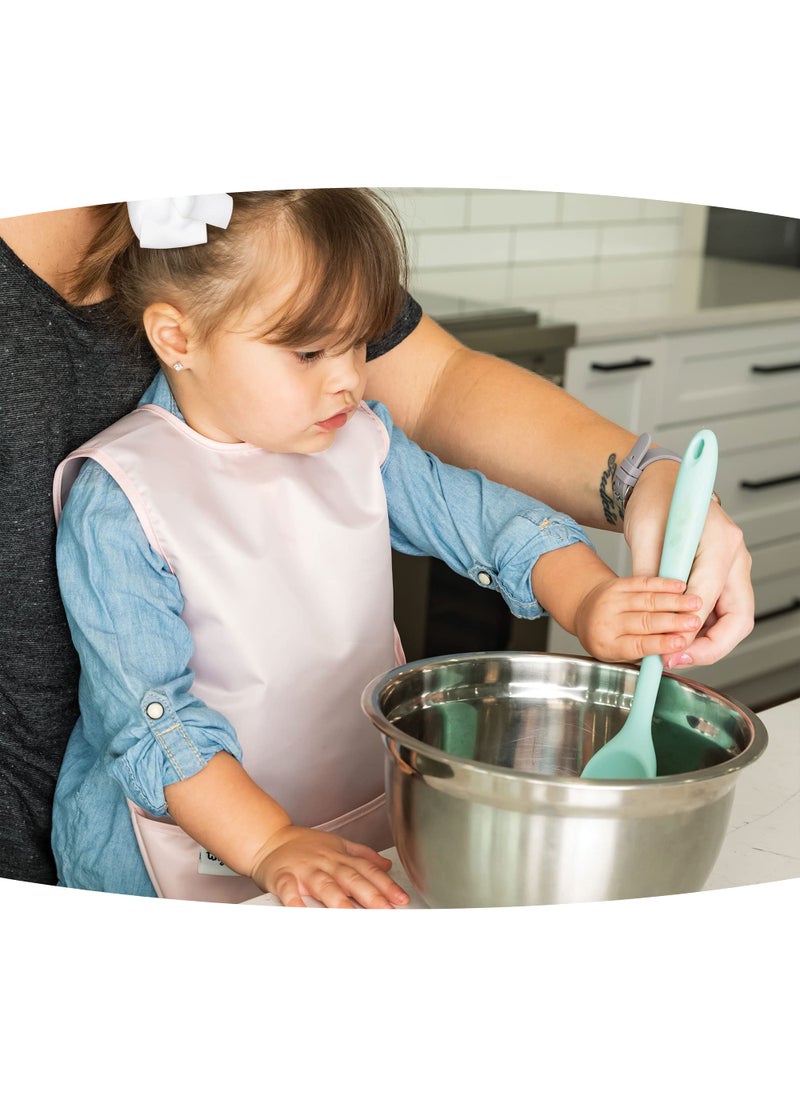 Tiny Twinkle Tiny Twinkle Mess-Proof Apron Toddler Bibs w/Tug-Proof Closure, Baby Food Bibs, 2 Pack Rose Burgundy, (Small 6-24 Months)  - Image 2