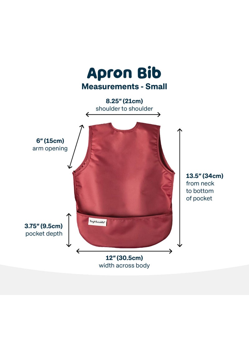 Tiny Twinkle Tiny Twinkle Mess-Proof Apron Toddler Bibs w/Tug-Proof Closure, Baby Food Bibs, 2 Pack Rose Burgundy, (Small 6-24 Months)  - Image 5
