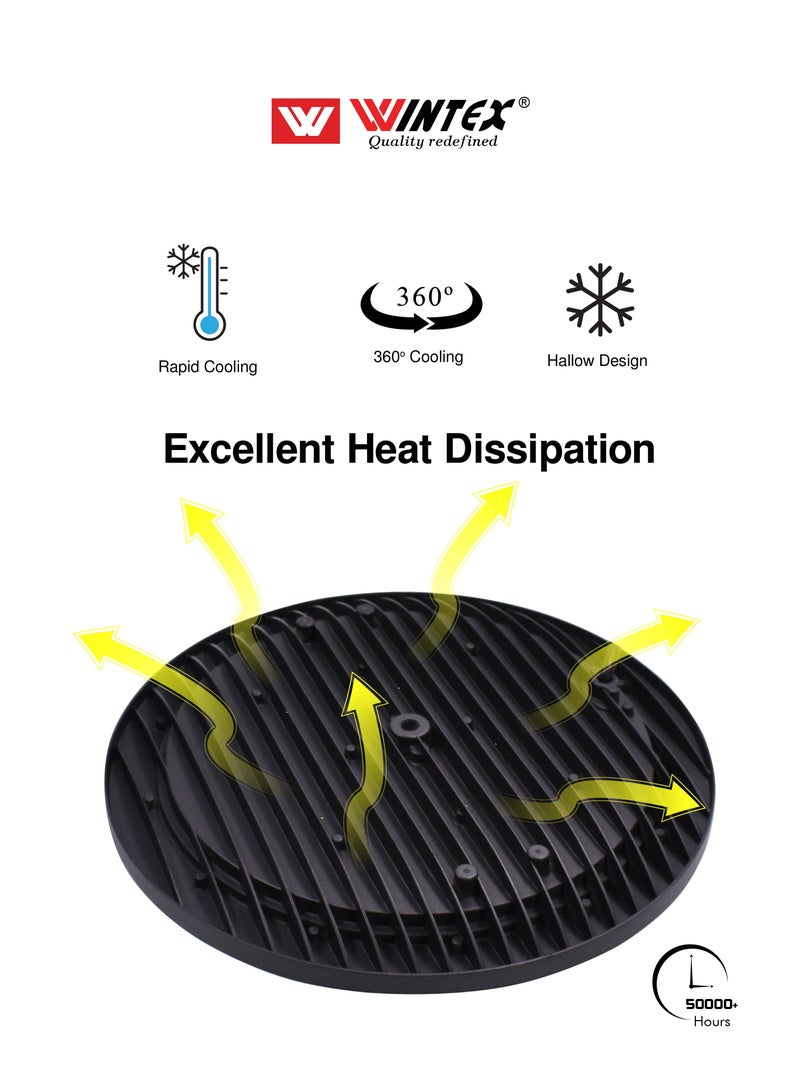 وينتكس كشاف LED صناعي من WINTEX UFO بقدرة 150 واط، ضوء أبيض بارد، ضوء UFO عالي السطوع، إضاءة LED فائقة السطوع للمرآب، مقاوم للماء IP65، إضاءة للورش، إضاءة صناعية للمستودعات والمرائب.  - Image 4