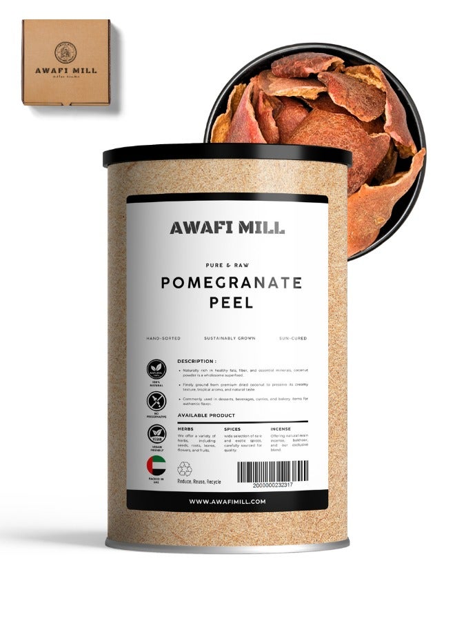 AWAFI MILL Dried Pomegranate Peel (Anar Chilka) | Sun-Dried Rind for Tea, Chutneys, Pickles, Marinades and Spice Blends | Tangy–Fruity, Mildly Bitter | Food-Grade - 100 g | 3.5 Oz - Image 1