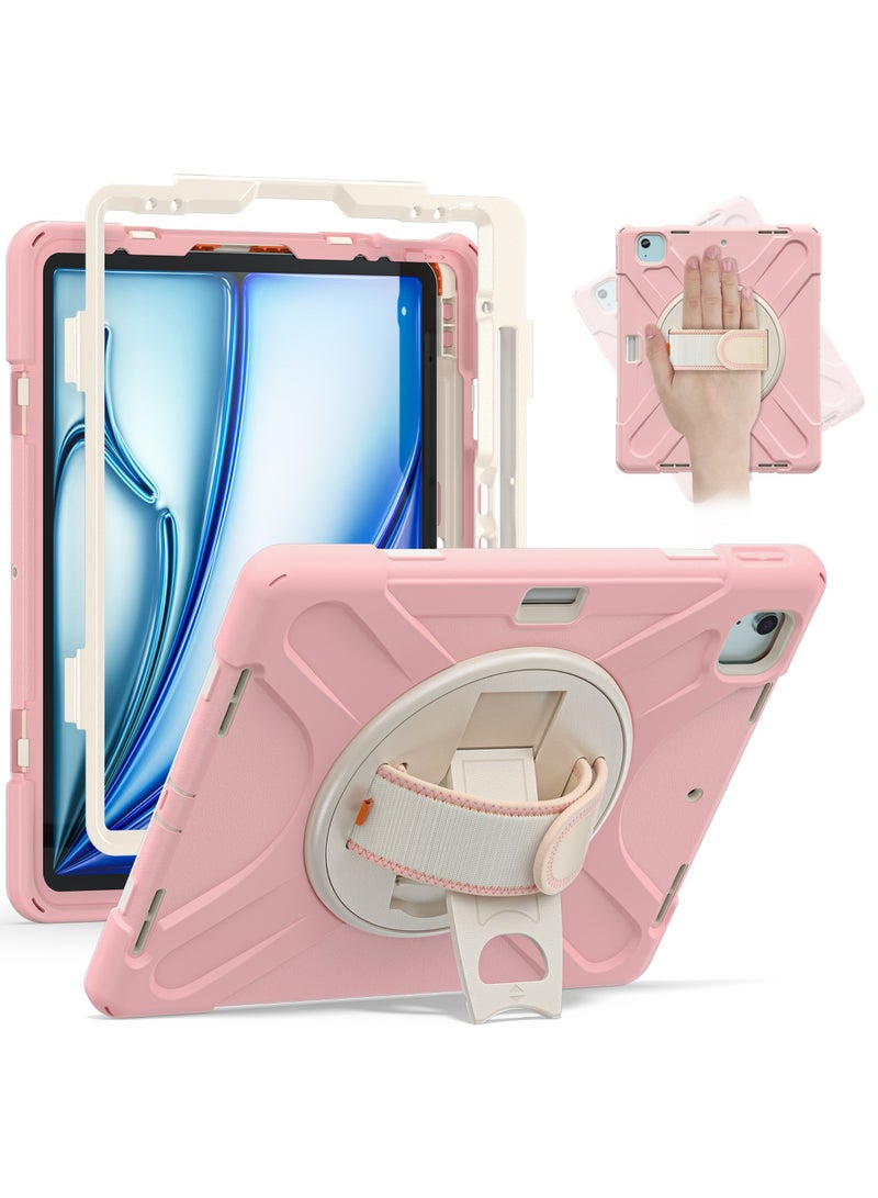 روك بو حالة من iPad Air 13 بوصة M3 2025/AIR 13 بوصة M2 2024 ، Case for iPad Pro 12.9 بوصة 6th 2022/5th 2021/4th 2020/3rd 2018 مع حزام يد قلم رصاص 360 دوارة للهواء 13 بوصة و iPad Pro 12.9 بوصة - Image 1