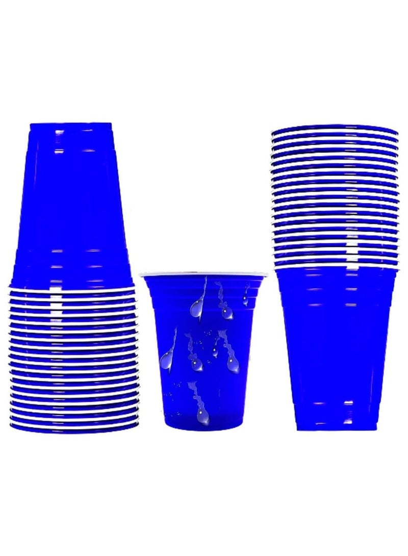Festive Gallery Disposable Plastic Cups, Blue Plastic Cups, 16oz/500ml Plastic Party Cups, Heavy-Duty Disposable Cups Bulk for Party, Wedding,Party Cup, 100 Pack 
