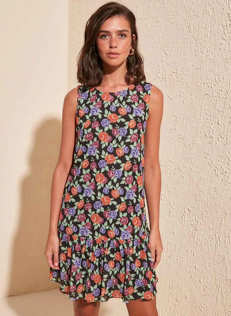 trendyol Floral Print Shift Dress