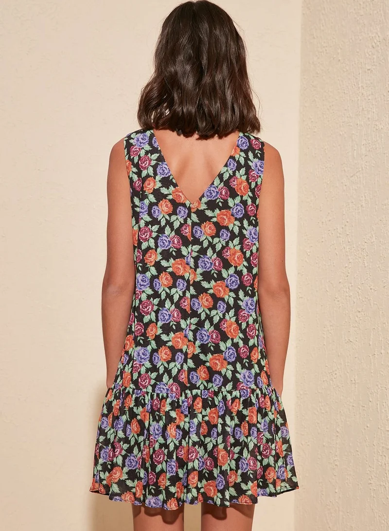 trendyol Floral Print Shift Dress