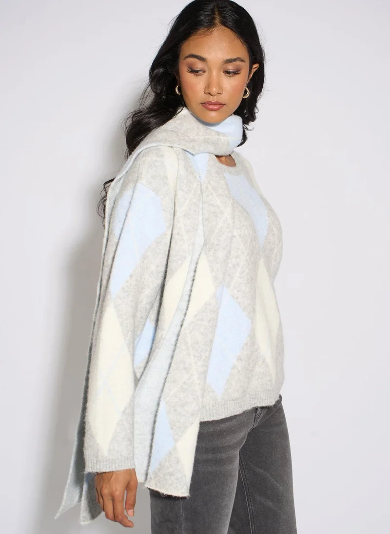 Gini London  Multi Argyle Soft Knit Scarf Jumper for Women | Best Price UAE
