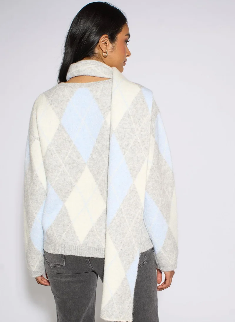 Gini London  Multi Argyle Soft Knit Scarf Jumper for Women | Best Price UAE