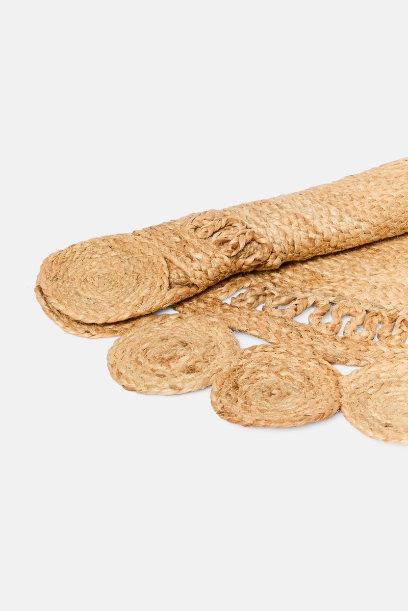 Muy Mucho Round Braided Jute Rug 90 D cm, Tan - Image 2