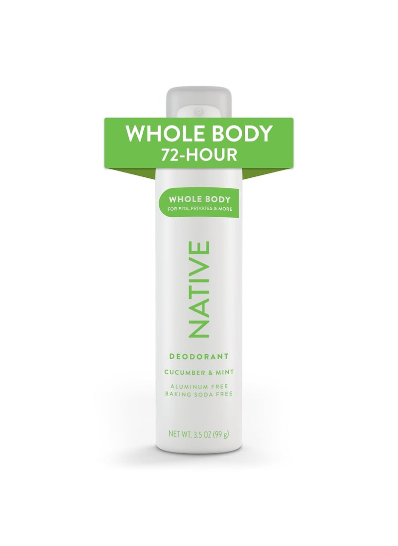 native Native Whole Body Deodorant Spray Contains Naturally Derived Ingredients, Deodorant for Women & Men | 72 Hour Odor Protection, Aluminum Free with Coconut Oil and Shea Butter | Cucumber & Mint 