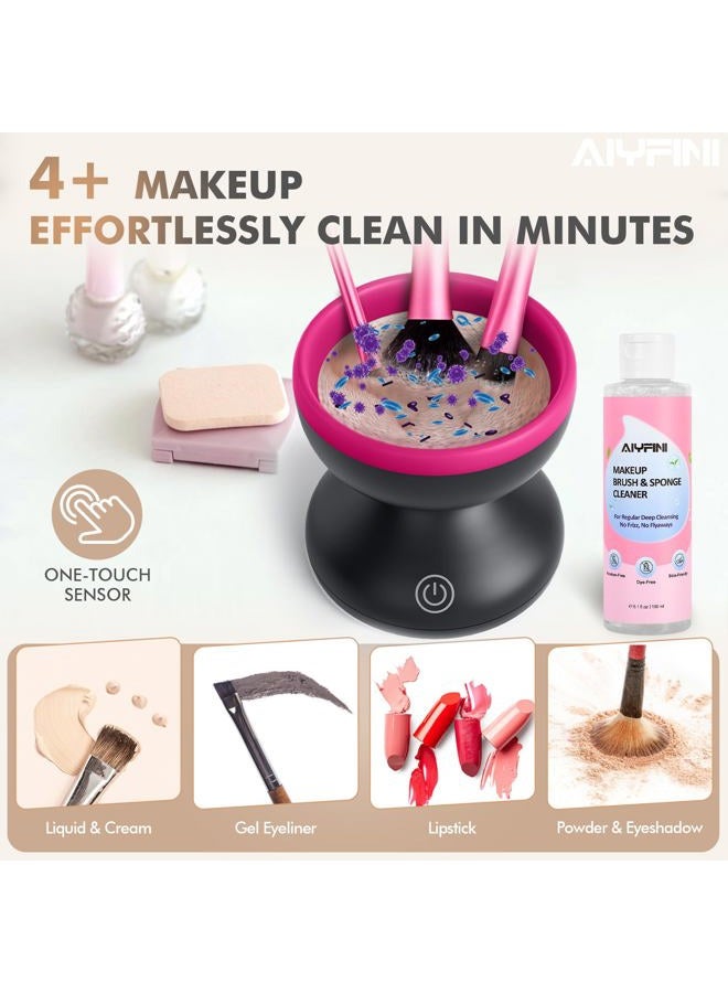 Alyfini Electric Makeup Brush Cleaner Machine - Portable Automatic USB Cosmetic Brush Cleaner Tools for All Size Beauty Makeup Brushes Set (Black) - Image 4