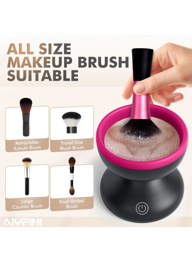 Alyfini Electric Makeup Brush Cleaner Machine - Portable Automatic USB Cosmetic Brush Cleaner Tools for All Size Beauty Makeup Brushes Set (Black) - Image 5