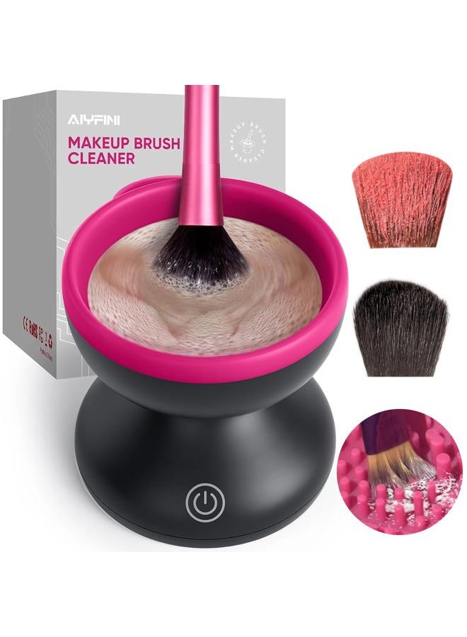 Alyfini Electric Makeup Brush Cleaner Machine - Portable Automatic USB Cosmetic Brush Cleaner Tools for All Size Beauty Makeup Brushes Set (Black) - Image 1