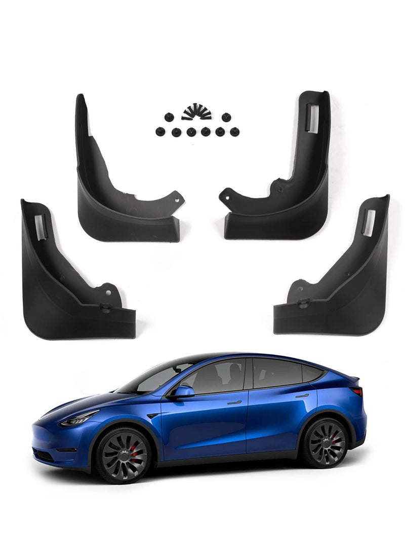 Custom Fit Mud Flaps Splash Guards for Tesla Model Y - Full Protection Front and Rear Mudguard Kit with Screws, No Drilling Required, Set of 4 - Image 1