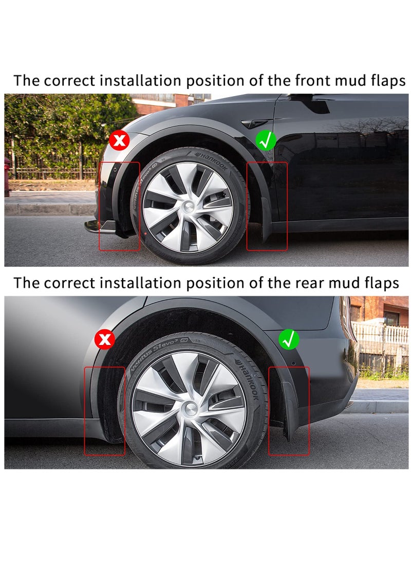 Custom Fit Mud Flaps Splash Guards for Tesla Model Y - Full Protection Front and Rear Mudguard Kit with Screws, No Drilling Required, Set of 4 - Image 2