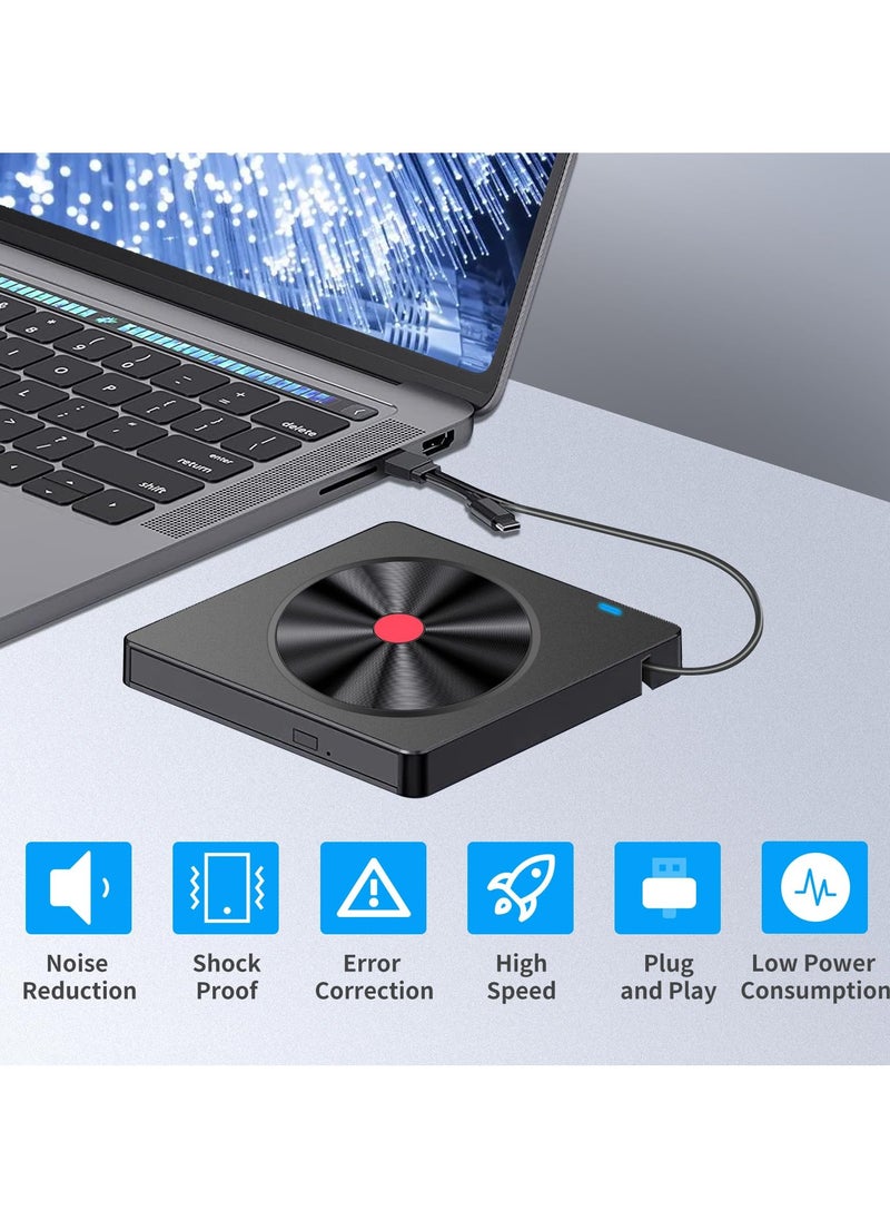 KASTWAVE - External CD/DVD Drive for Laptop - 6 IN 1 USB 3.0 Ultra-Slim DVD Player, CD ROM Burner Writer, Compatible with PC, MacBook, Windows, Mac, Linux OS - Image 1