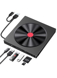 External CD/DVD Drive for Laptop - 6 IN 1 USB 3.0 Ultra-Slim DVD Player, CD ROM Burner Writer, Compatible with PC, MacBook, Windows, Mac, Linux OS