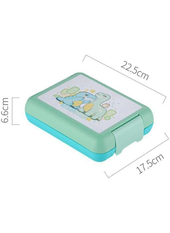 Twisoo - Twisoo Kids Dino Bento Box - 4 Compartments, Leak-Proof, BPA-Free, Portable with Handle, Dishwasher Safe, Tiffany ( Green ) - Image 1
