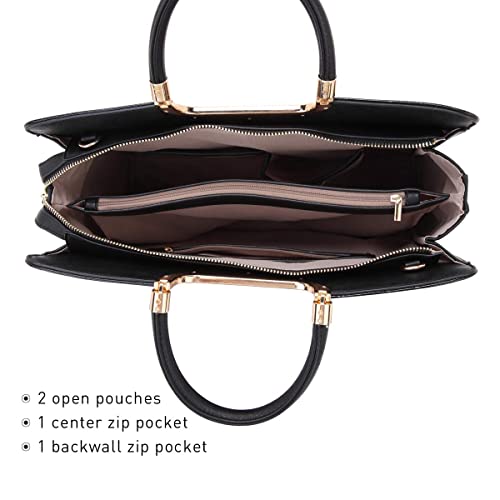 DASEIN Womens Handbag Top Handle Shoulder Bag Tote Satchel Purse Work Bag with Matching Wallet (2-Croco Black) Large - Image 5