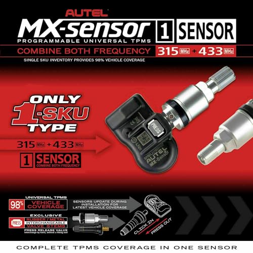 Autel TPMS Sensor 2in1 MX-Sensor Dual Frequency 315Mhz + 433Mhz Universal Programmable Autel Tire sensors Work with Autel TPMS Tool TS401 S408 TS508 TS608 TS900 (Metal Valves Pack of 4) - Image 2