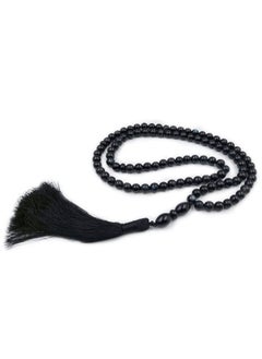 REBUY REBUY Natural Black AGATE Sulemani Aqeeq Islamic Prayer Rosary Beads Tasbih Tasbeeh 99 With Wooden Gift Box  - Image 5