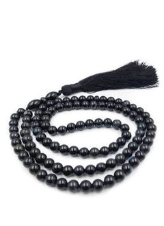REBUY REBUY Natural Black AGATE Sulemani Aqeeq Islamic Prayer Rosary Beads Tasbih Tasbeeh 99 With Wooden Gift Box  - Image 3