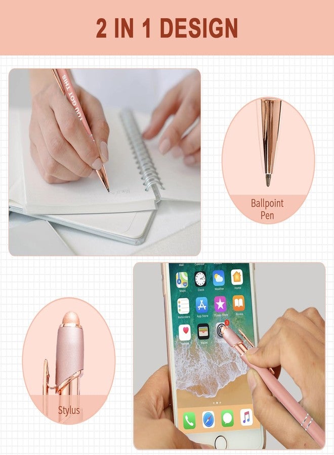 YOXMJDB Stylus Pens for Touch Screens, 12 Pack Rose Gold Inspirational Pens, 1.0mm Medium Point BallPoint Pens, Cute Pens Nurse Gifts Office Supplies for Women (Motivational, 12 Pcs Rose Gold) - Image 2