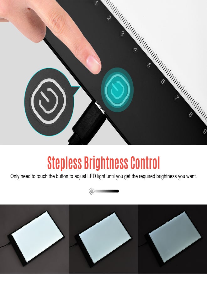 لوح نسخ A4 فائق النحافة مزود بإضاءة LED ولوحة رسم شفافة ذات سطوع مستمر ومزوّدة بمنفذ USB للفنانين ورسامي الرسوم المتحركة والرسم المعماري والخط العربي والطباعة بالاستنسل - Image 5