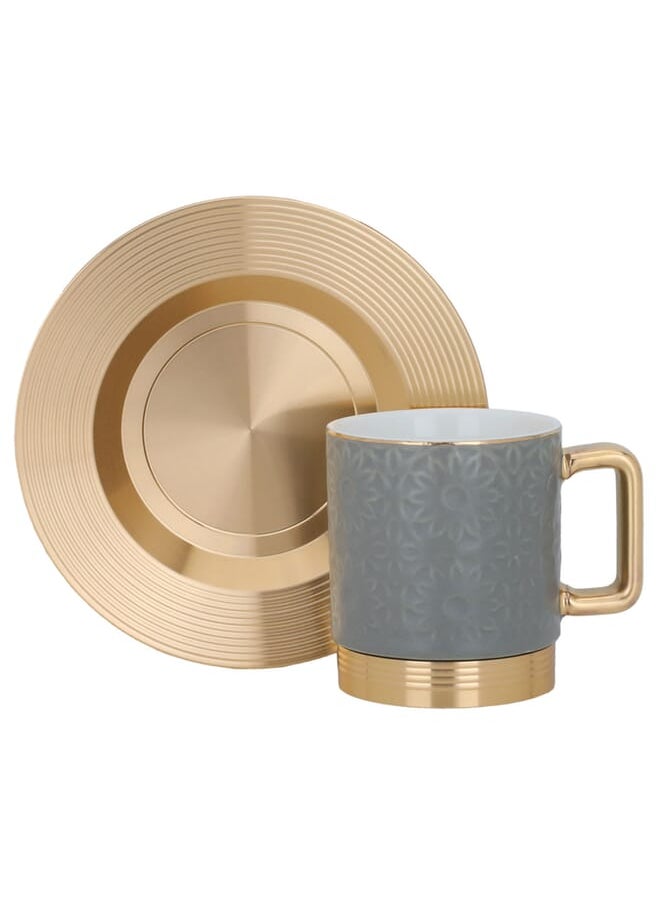 Grey Porcelain Coffee Cup Set with Golden Steel Plate 12 Pieces - pzsku/Z3AAEED15E8E203464EADZ/45/_/1722251740/26dd5c76-f39f-47d4-a7ed-8f590f938247